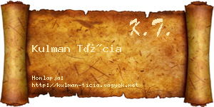 Kulman Tícia névjegykártya